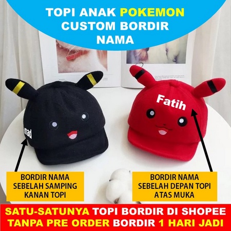 topi bayi laki laki 6 12 bulan Karakter Pikacu/ Topi pikachu bisa reques nama termurah