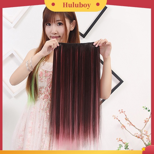 Wig Rambut Extension Model Panjang Lurus Warna Campur Untuk Wanita