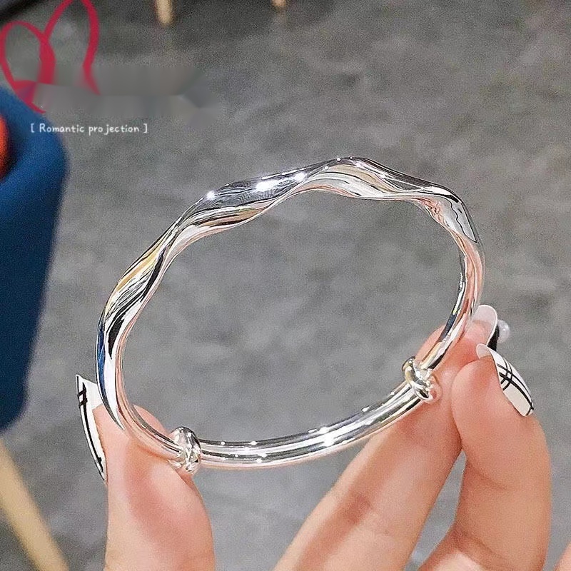 Gelang Tangan Silver Glossy Polos Untuk Wanita