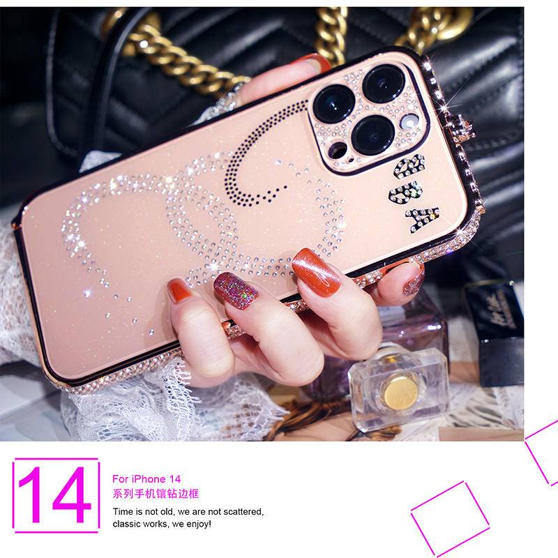 IPHONE Bling Berlian Mibile Ponsel Bumper Armor Case Untuk iPhone14 13 12 11 Pro Plus Case Glitter Berlian Imitasi Bingkai Logam Untuk iPhone14 iPhone13 iPhone12 iPhone11