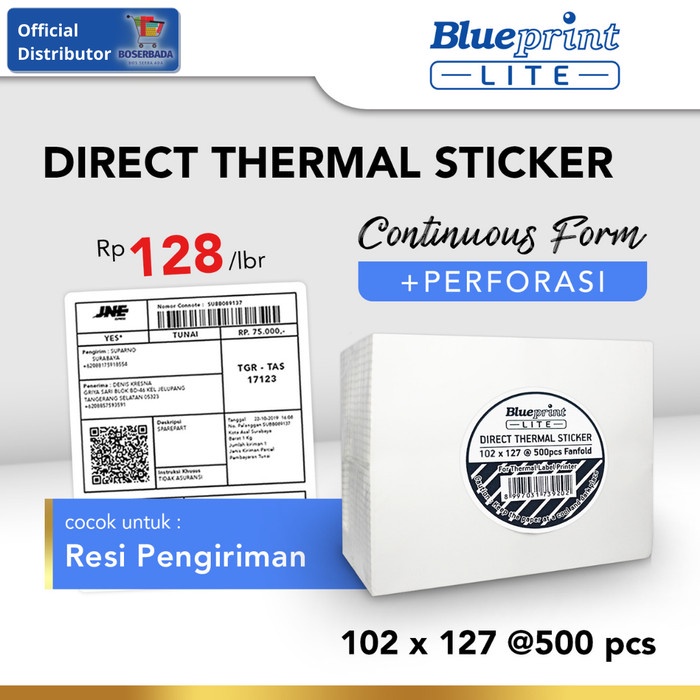 

Stiker Blueprint Lite - Thermal Sticker / Label Resi 102X127 Mm Lipat- 500Pcs