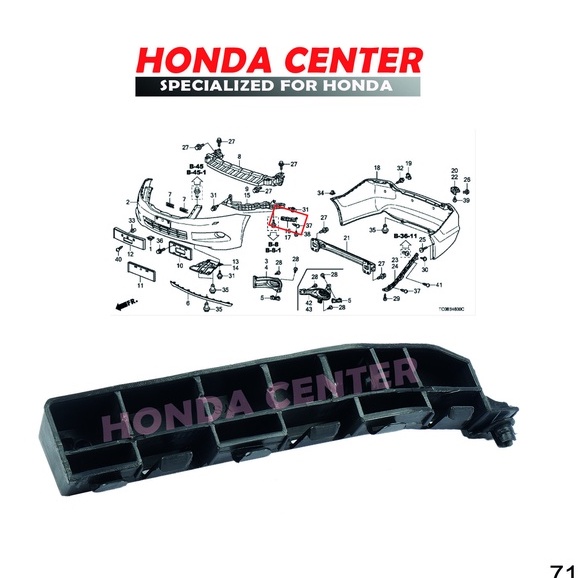 bracket breket spacer bumper bemper depan belakang kiri kanan honda accord cp2 2009 2010 2011 2012