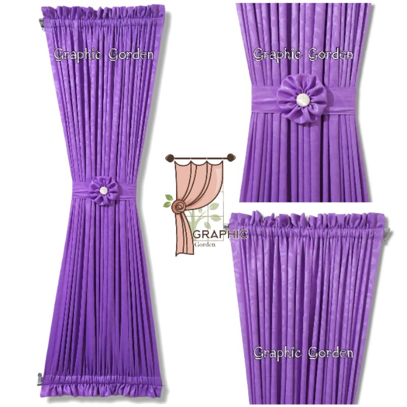 Gorden Jendela Kupu-kupu Minimalis Gorden Vita Gorden Ikat Warna Ungu