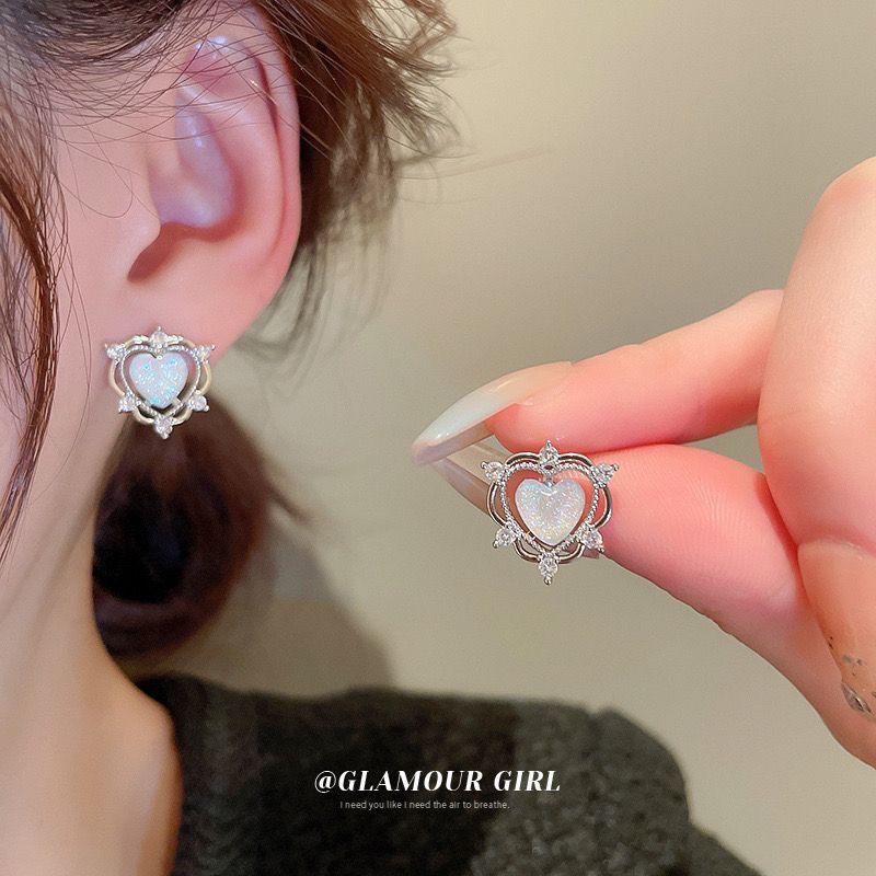 Anting Tulip Mutiara Kristal Untuk Wanita Hati Bunga Fishtail Stud Earring Fashion Perhiasan Aksesoris