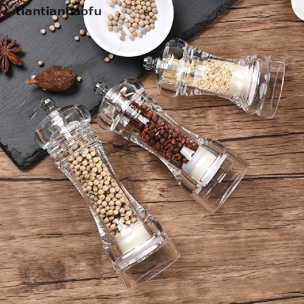 [tiantianbaofu] Pepper Grinder Acrylic Salt and Pepper Shakers Kekasaran Yang Dapat Disesuaikan Butik Dapur