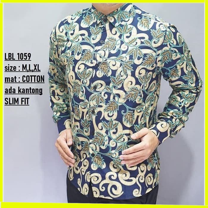 KEMEJA PRIA BATIK LENGAN PANJANG HEM BAHAN KATUN HALUS 40S LBL 1059 MEWAH PREMIUM BAJU ELEGANT SIZE M L XL  SKU MS JAKARTA