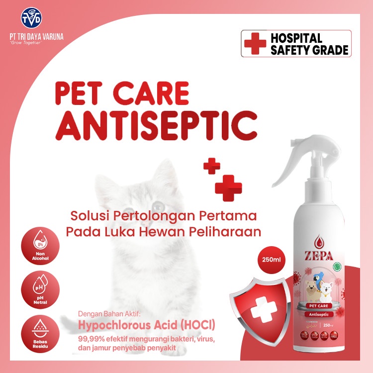 Zepa Pet Care ANTISEPTIC Cair Obat Luka Kucing Anjing Anti Jamur Virus