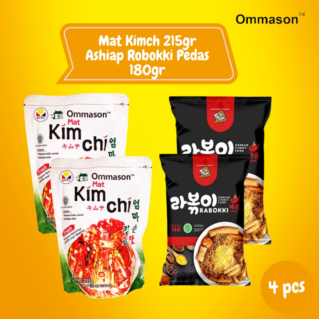 

Ommason Kimchi Makanan Viral Khas Korea 215gr (2pcs) x Ashiaaap Korean Series Rabokki Pedas 180gr (2pcs) l Bundle 4