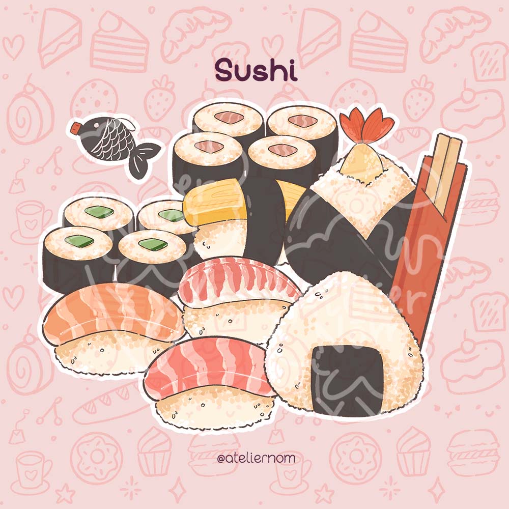 

[AtelierNom] Sticker set Sushi set aesthetic untuk bujo, scrapbook, planner