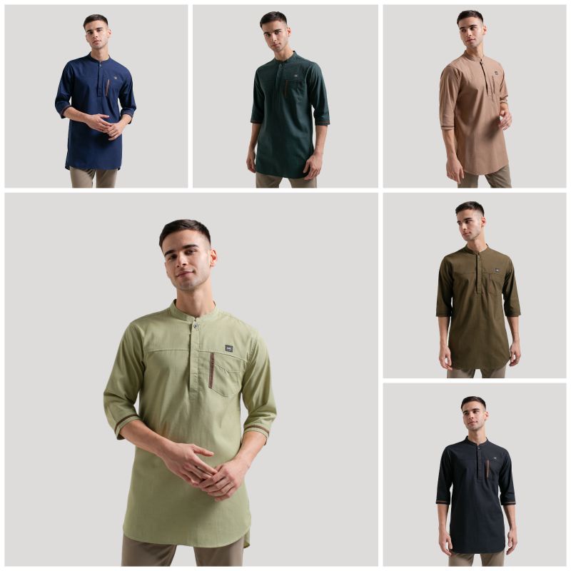 KDL Baju Koko Kurta Muslim Pria Dewasa Emran Sage Green