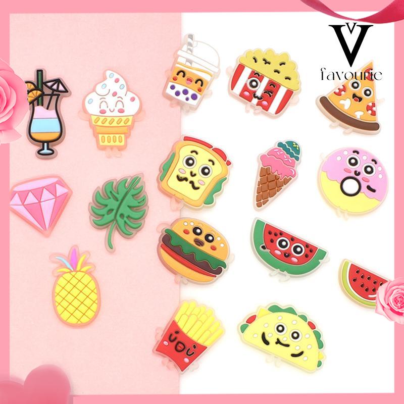 CODCharms Pin Bahan Pvc Glow In The Dark Desain Makanan Untuk Aksesoris Charms Fashion-FA