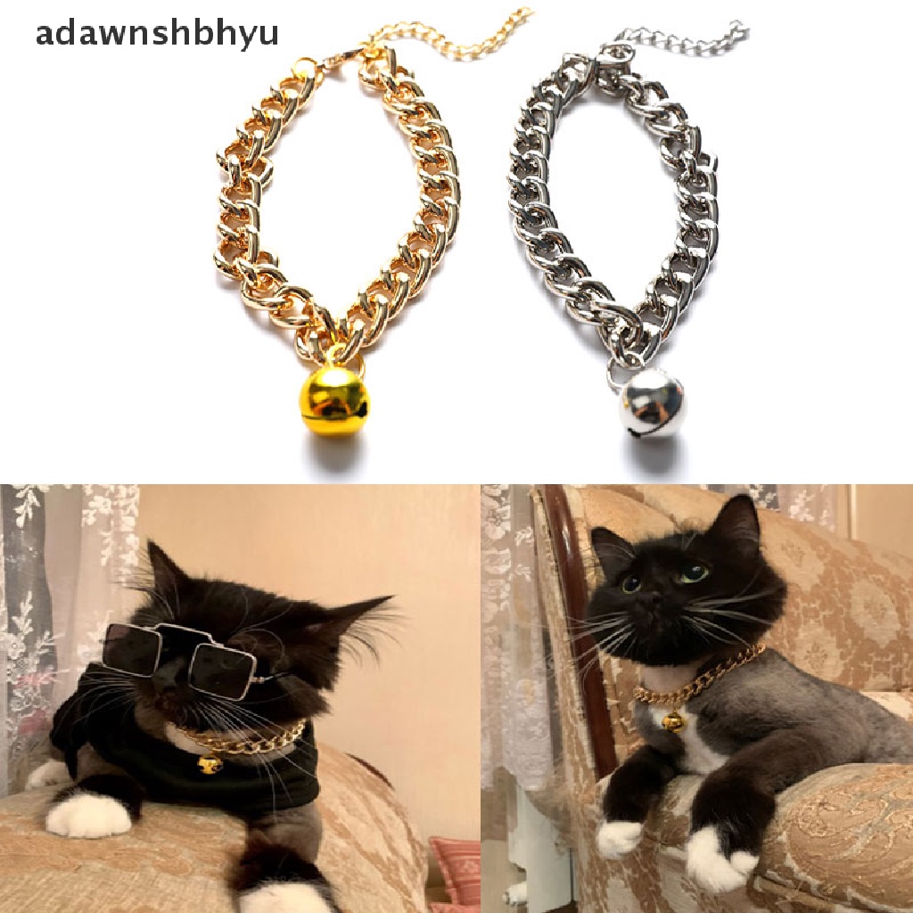 Adawnshbhyu Training Dogs Collar Kucing Pets Cuban Link Tebal Rantai Kalung Emas6/8/10inch ID
