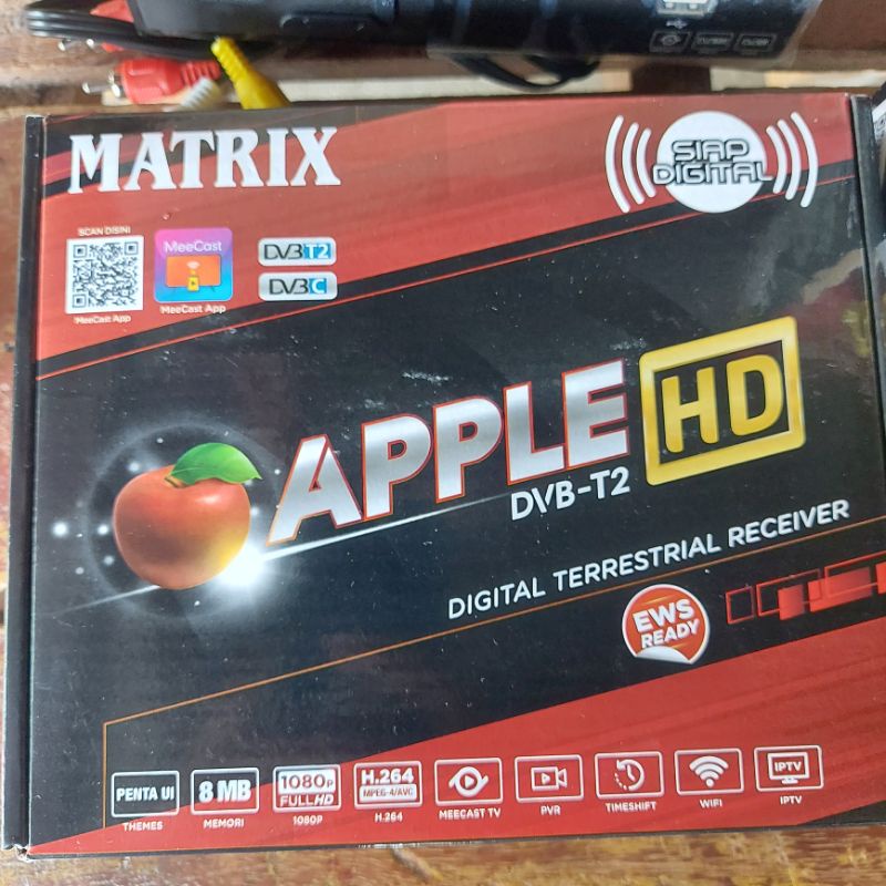 STB | Set Top Box receiver Matrix apple merah TV Analog ke TV digital