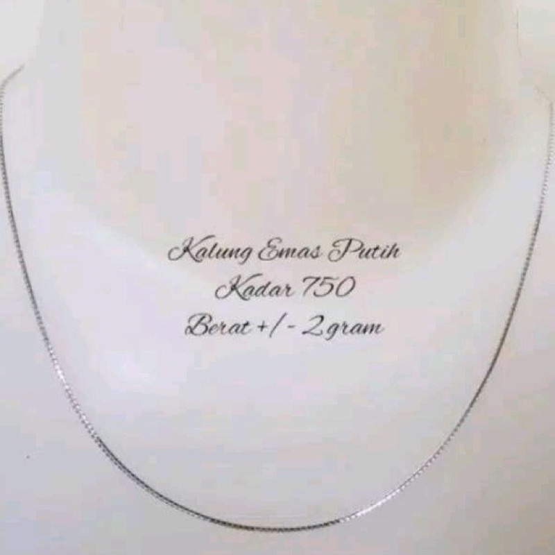 Kalung santa polos emas putih kadar 750
