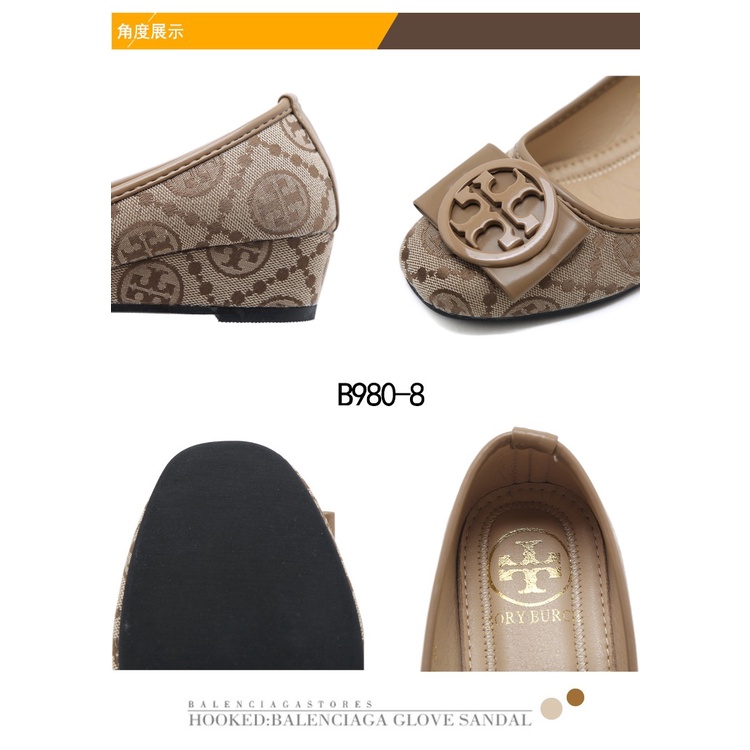 TB  Logo-Bow Wedges Shoes B980-8