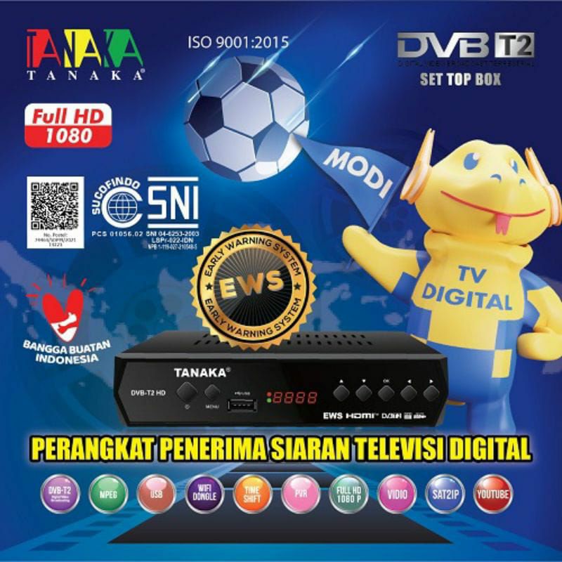 STB SET TOP BOX SIARAN TV DIGITAL BERLABEL KOMINFO SUDAH SNI MERK TANAKA BISA UNTUK TV TABUNG LED LC