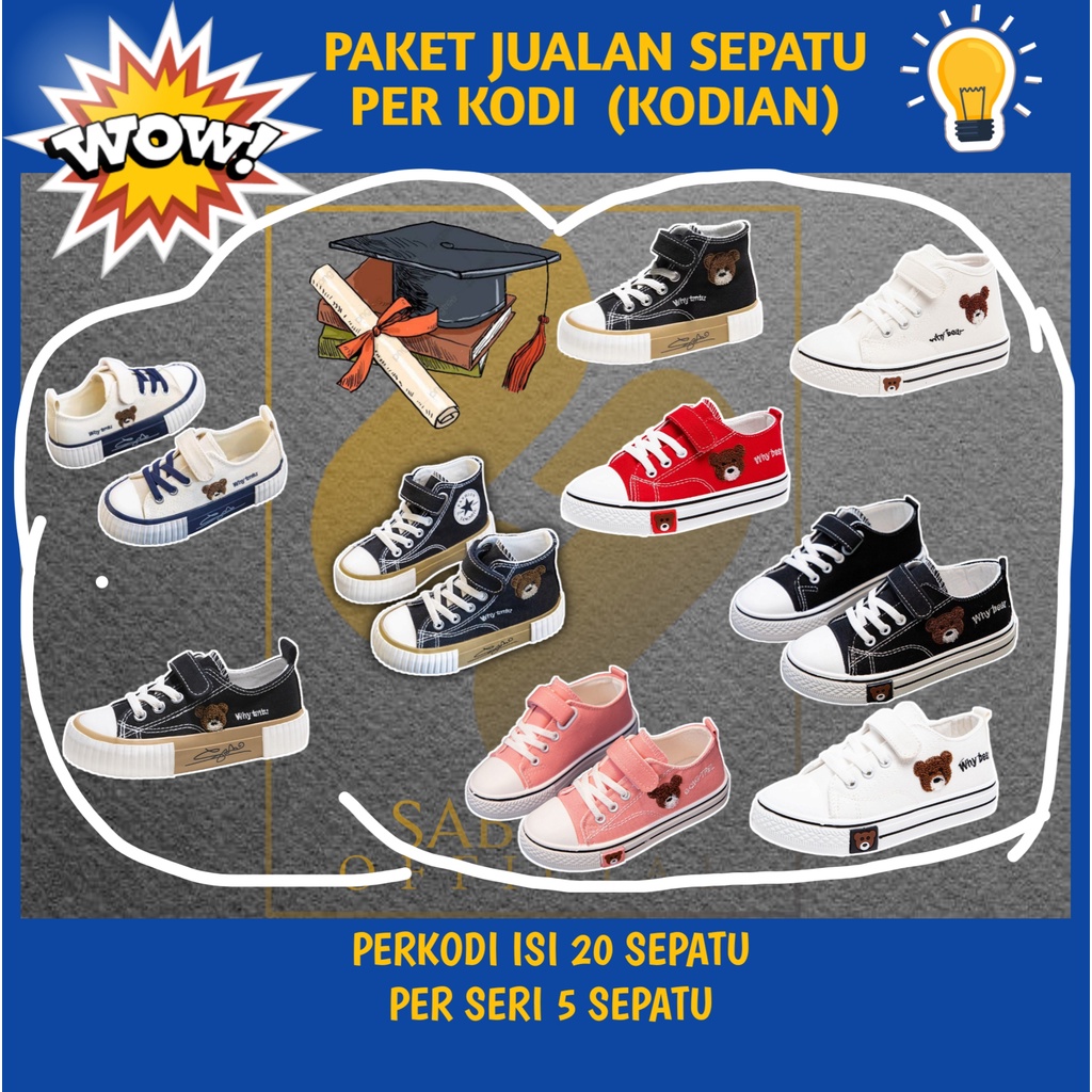 1 KODI ISI (20) sepatu PAKET USAHA SEPATU ANAK KODIAN / sepatu anak harga grosiran sepatu anak kodia