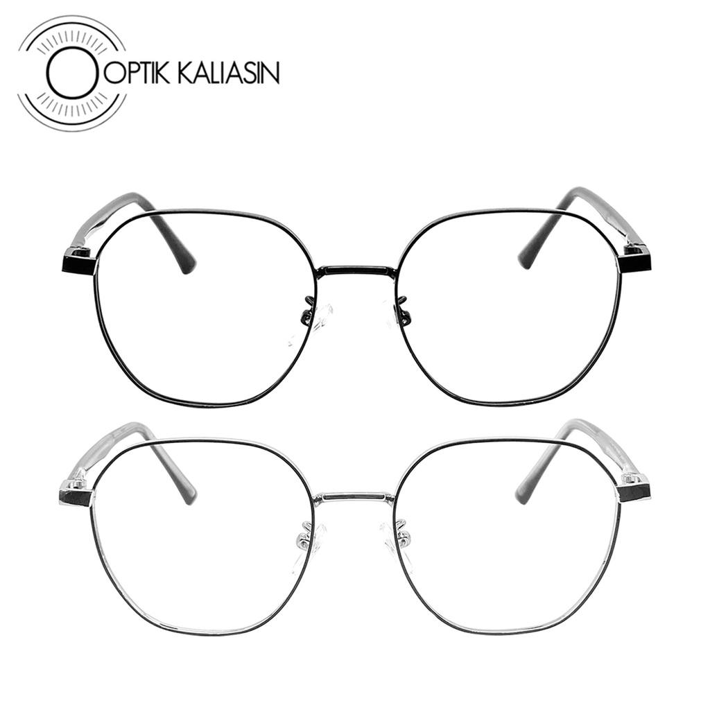OPTIK KALIASIN - Frame kacamata pria wanita bulat besi tipis minus plus anti radiasi photochromic 80