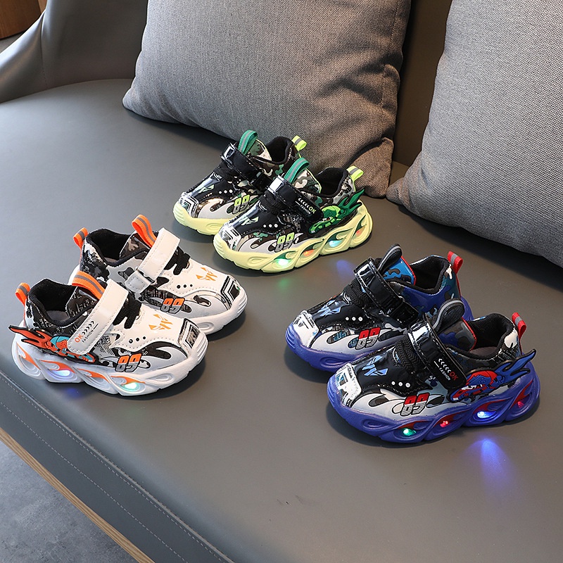 Sneaker Sepatu LED Anak Laki Laki import sepatu LED anak impor korea Casual sepatu anak cowok Import