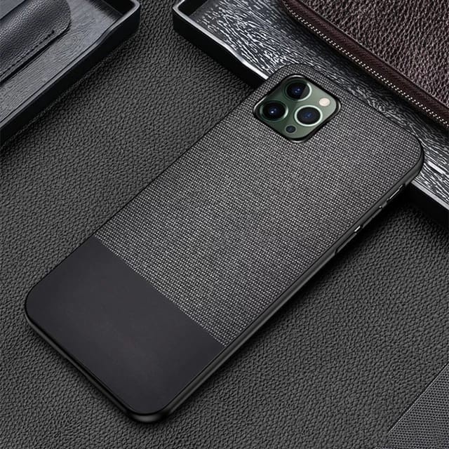 Iphone 12 Mini 12 12 Pro 12 Pro Max Softcase Fabric Denim Cover Silikon Softcase- Hitam, Iphone 12