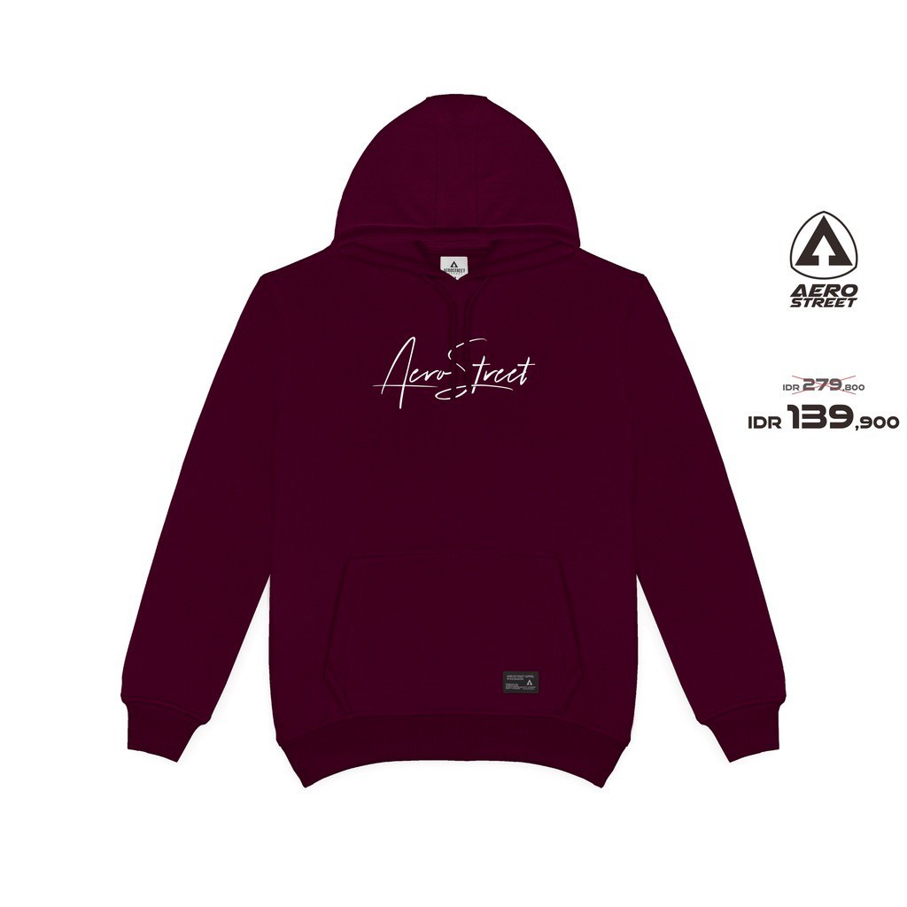 Jaket Sweater Hoodie Jumper Oblong Aerostreet Maroon Latin Good Quality - Size S.M.L.XL Matt Katun P