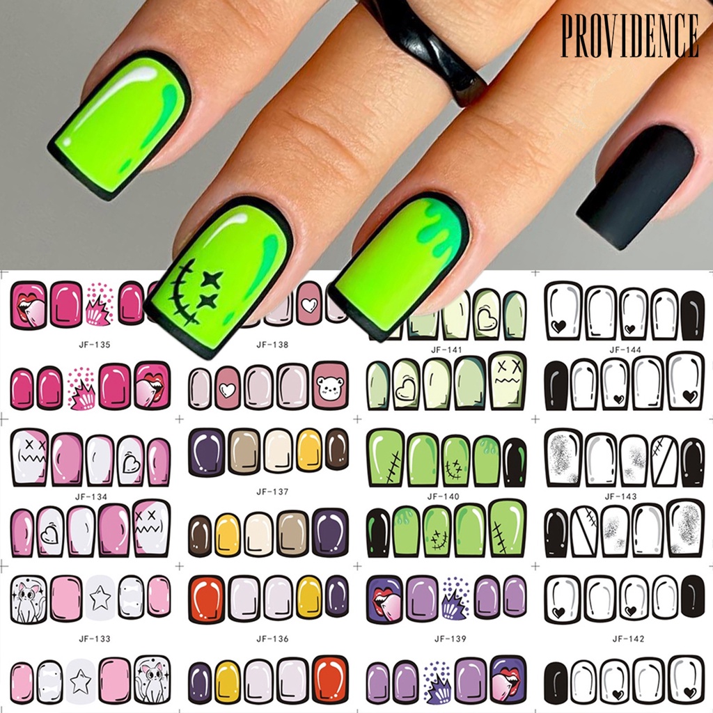 Providence Nail Art Slider Perekat Diri Tidak Luntur Mudah Tempel Efek 3D DIY Yang Dapat Dilepas Cakupan Penuh Gaya Graffiti Kartun Nail Art Stiker Perlengkapan Kuku
