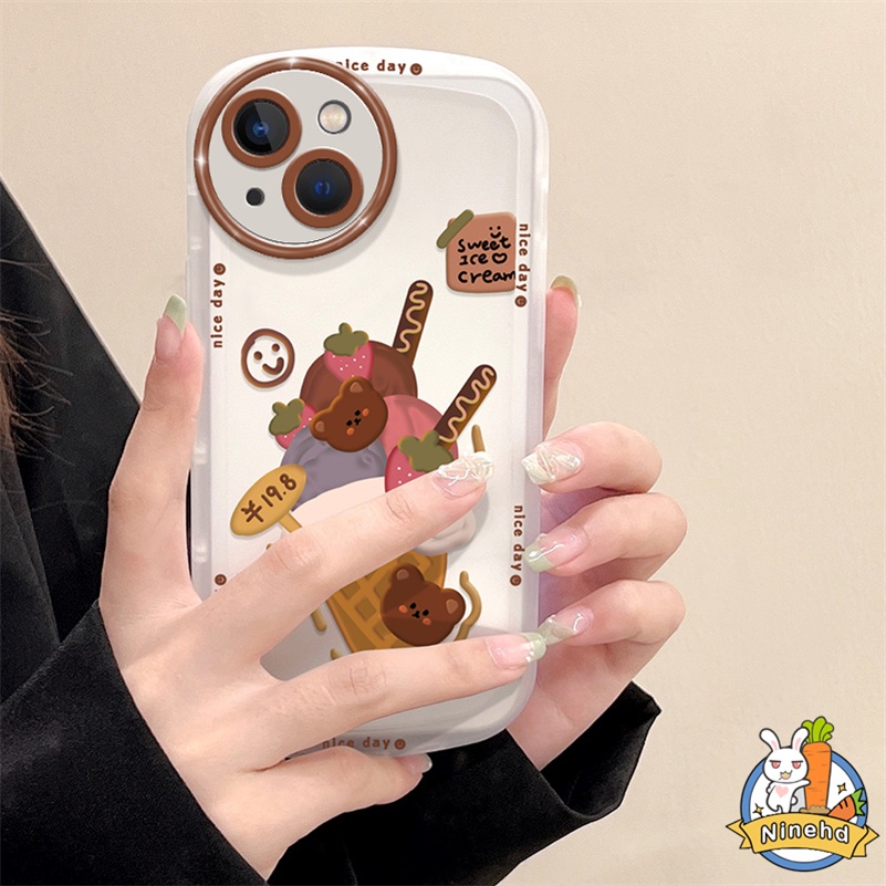 IPHONE Casing Kompatibel Untuk Iphone14 13 12 11 Pro Max Xr X Xs Max Iphone7 8 6 6s Plus Se2020 DIY Lucu Kartun Beruang Bingkai Melingkar Lensa Casing Ponsel Shockproof Soft Case Cover Pelindung