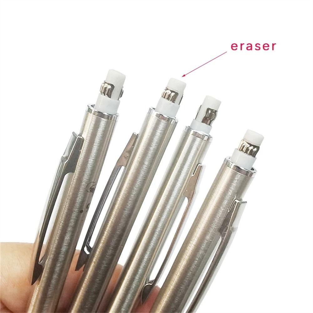 Mxbeauty Pensil Otomatis HB Perlengkapan Sekolah Full Metal Tulisan 0.3mm/0.5mm/0.7mm/0.9mm Seni Menggambar Baling Pensil