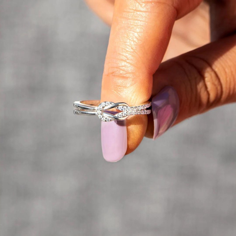 Fancyqube Untuk Putriku Cincin Simpul'Forever Love' Dan Kartu Pesan Penghangat Hati Hadiah Perhiasan