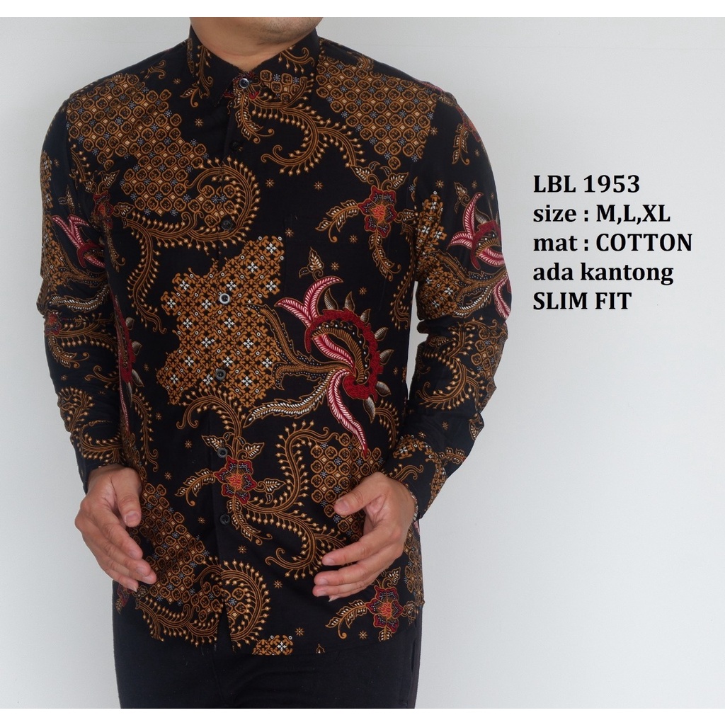 KEMEJA BATIK PRIA SLIM FIT LENGAN PANJANG BAJU BATIK PRIA LBL1953
