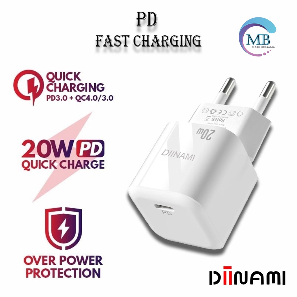 DIINAMI P8 Adaptor BATOK Charger CASHAN Power Nano 20 Batok Fast Charging 20W 3A Type-C (PD) Multi Protection MB4125