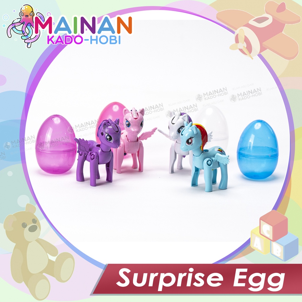 MAINAN ANAK DEFORMATION EGG TRANSFORMASI TELUR SURPRISE EGG UNICORN KUDA PONI