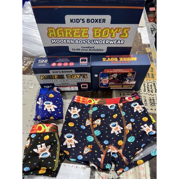 (3pcs) celana dalam boxer anak laki cowok AGREE BOYS A508 fullprint TERMURAH