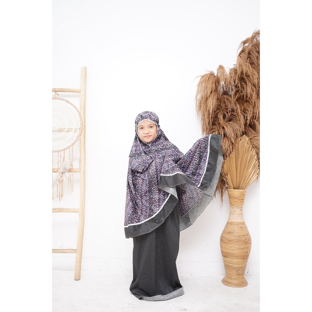 Mukena Anak Katun Jepang ORI Japan Design Tokai Senko Abstrak Black