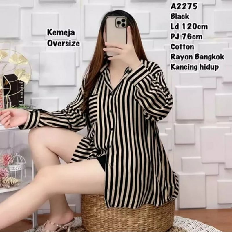 Kemeja Salur Jumbo Big Size Over Size Bisa COD ( Bayar Ditempat ) Dalam Negeri. Kemeja Kasual Kemeja Kantor Kemeja Kerja Kemeja Keren Baju Murah Atasan Muslimah Atasan Wanita Termurah Terbaru &amp; Kekinian Busui Bahan Adem Nyaman Dipakai Katun Rayon Premium