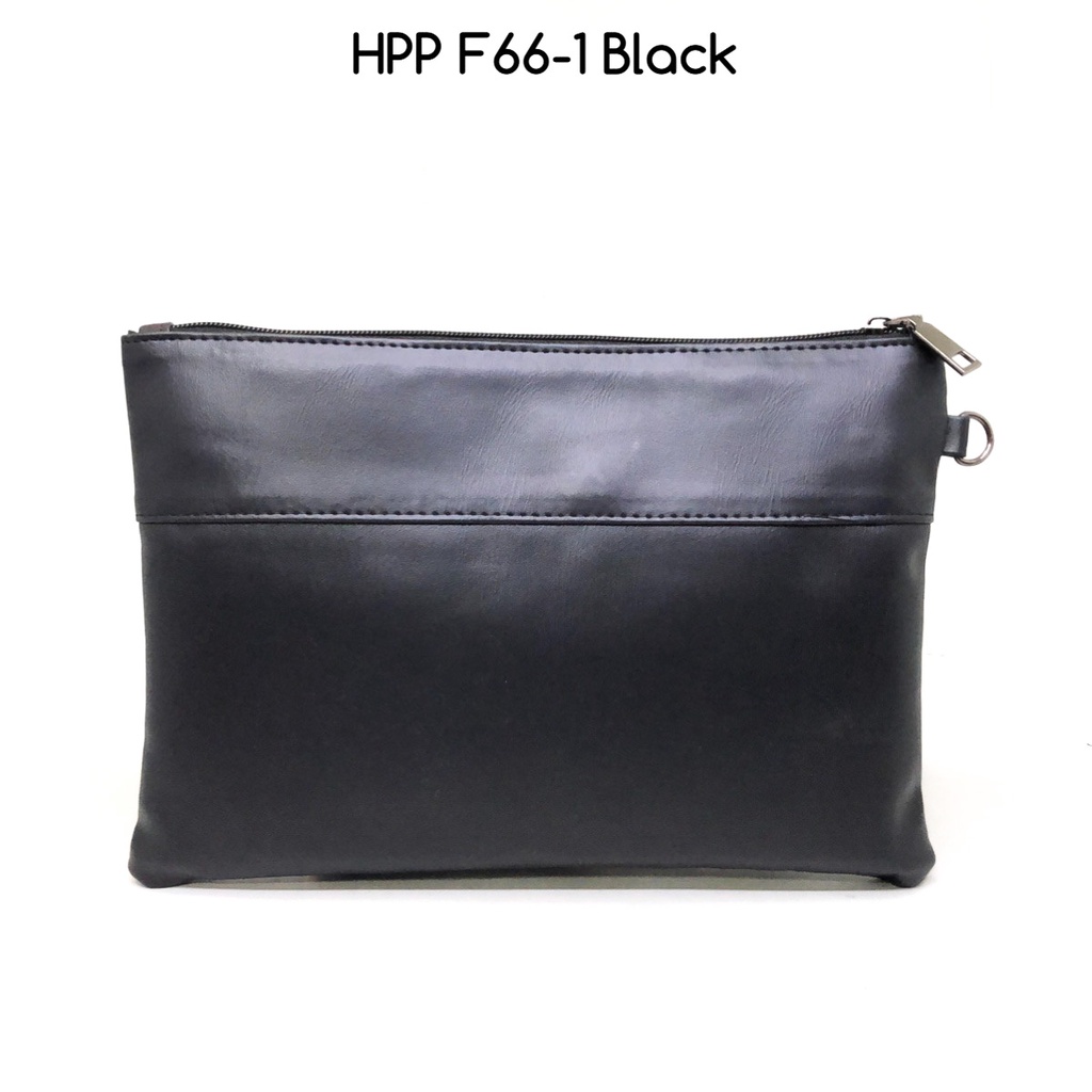 clutch pria hush puppies simple F66-1 Black premium quality clutch murah