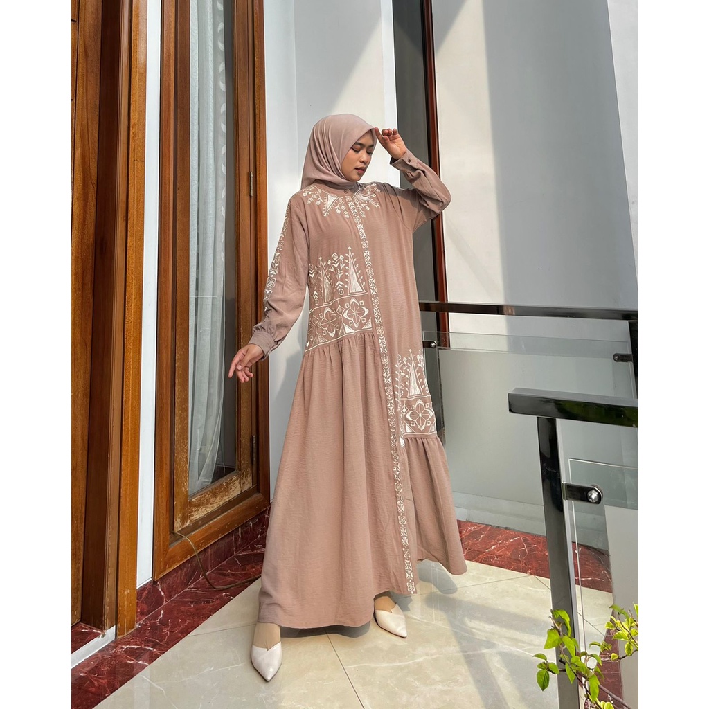 GAMIS BORDIR KATUN KRINGKEL AIRFLOW PREMIUM - GAMIS KATUN BORDIR - DRESS KATUN BORDIR - GAMIS PESTA 