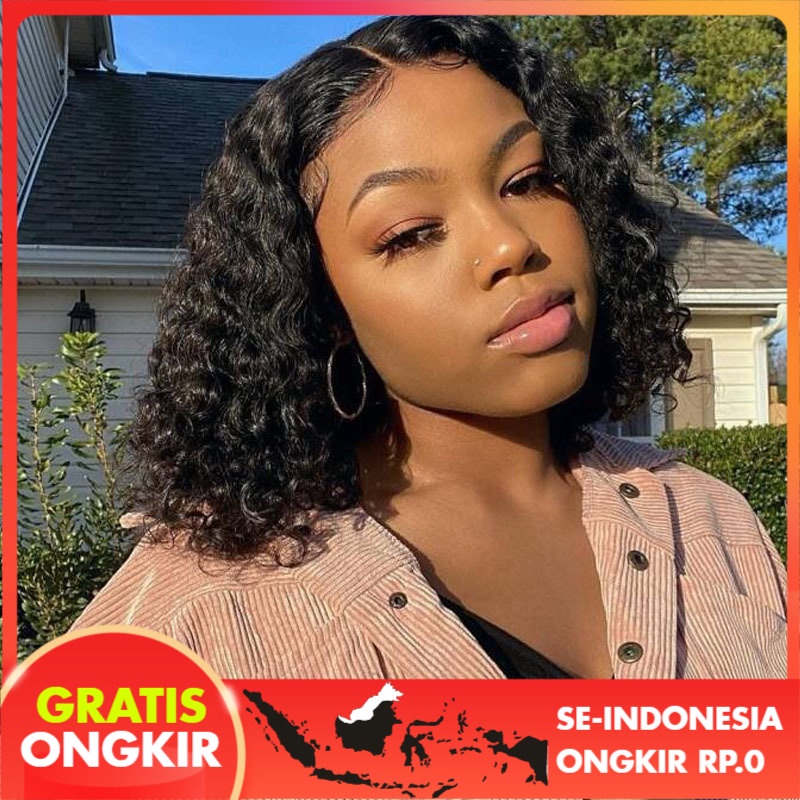 Wig Wanita Afrika Wig  Wanita Hitam Kecil Keriting Keriting Pendek Wig Penuh-Kepala Wig Kimia serat 