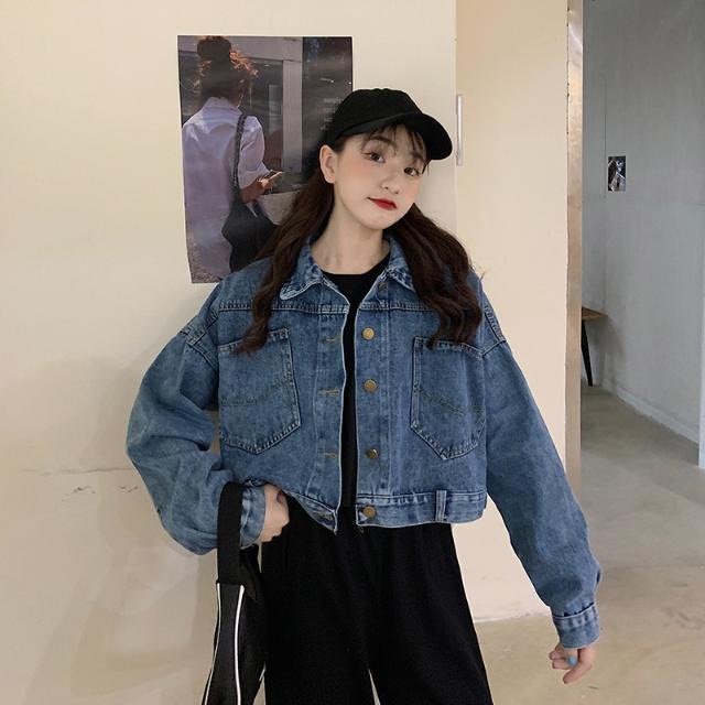 Jaket lengan panjang jaket pendek  tooling denim jaket oversize   dewasa fashion koream ootd atasan wanita