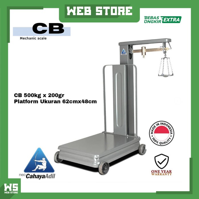 Pengukur Timbangan Duduk 500Kg Mekanik Manual Scale Cahaya Adil Cb 500 Pagar