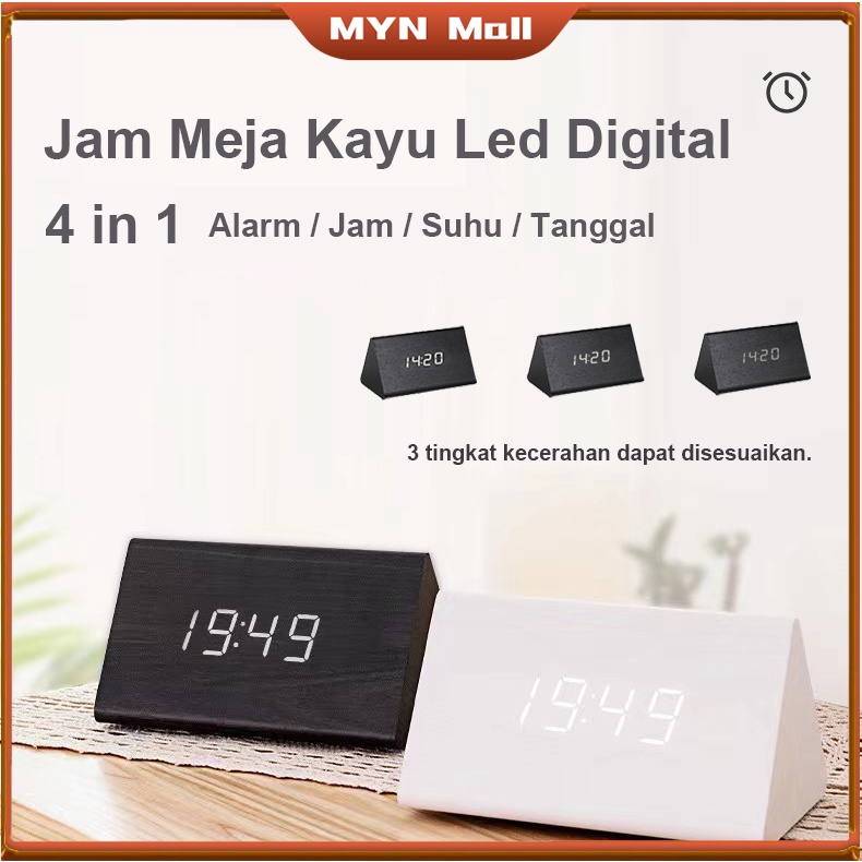 Jam kayu / Jam Meja Kayu Led Digital / Digital Wood Smart Alarm Clock / Digital Jam Led / Jam kayu elektronik