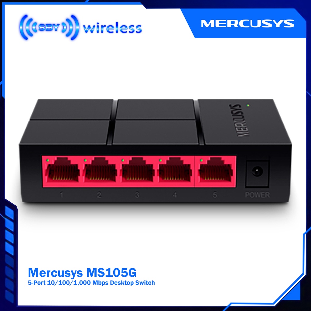 Mercusys MS105G 5-Port 10/100/1000 Mbps Desktop Switch Plastic Case Gigabit