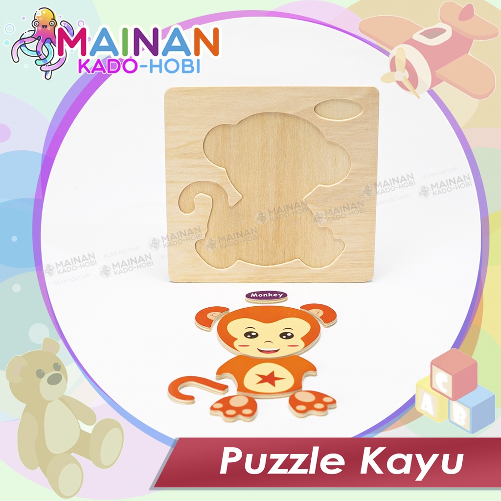 MAINAN KREATIFITAS ANAK SUSUN PUZZLE KARAKTER ANIMAL MONKEY MONYET