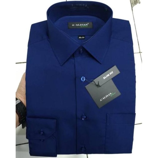 KEMEJA PRIA ALISAN SLIMFIT POLOS PANJANG HITAM PUTIH ABU TUA BIRU MUDA HRT5646946T