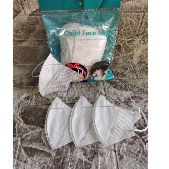 こ MASKER DUCKBILL ANAK PUTIH GARIS THUMBS/ MASKER DUCKBILL ANAK CAREION HITAM POLOS ISI 50 PCS ヌ