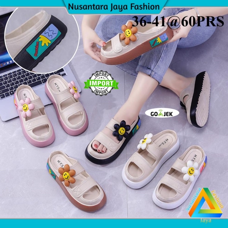 6.6 Sandal Selop Wanita Ban 2 Kembang CUTE Kekinian Balance 029