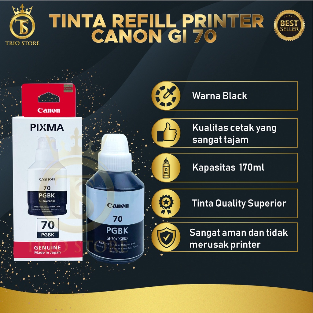 Tinta Canon Gi 70 Black For Printer G5070 G6070 G7070 GM2070 GM4070