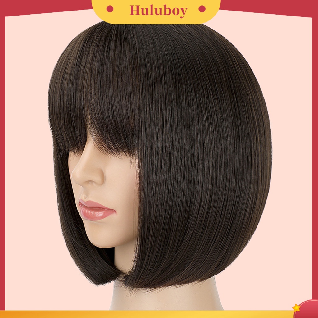 Wig Rambut Pendek Bahan Sutra Suhu Tinggi Untuk Wanita