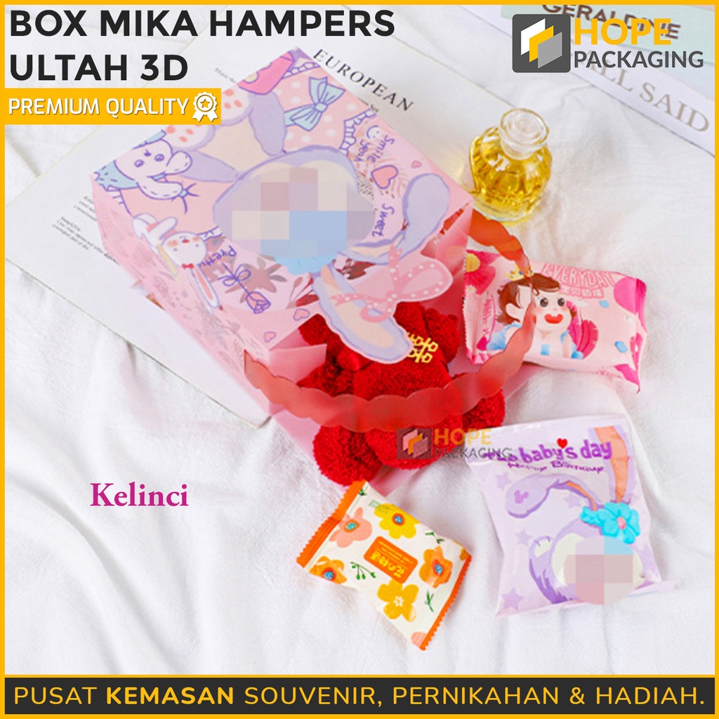 Box Mika Hampers Ultah 3D / Box Mika Transparant Hampers Goodie bag Birthday kotak animal souvenir ulang tahun anak lucu bentuk hewan