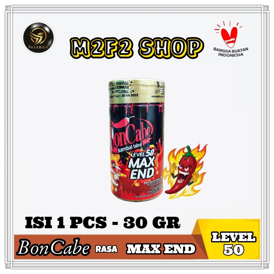 

BonCabe Level 50 Max End Sambal Tabur Original Botol - 30 gr (Kemasan Satuan)